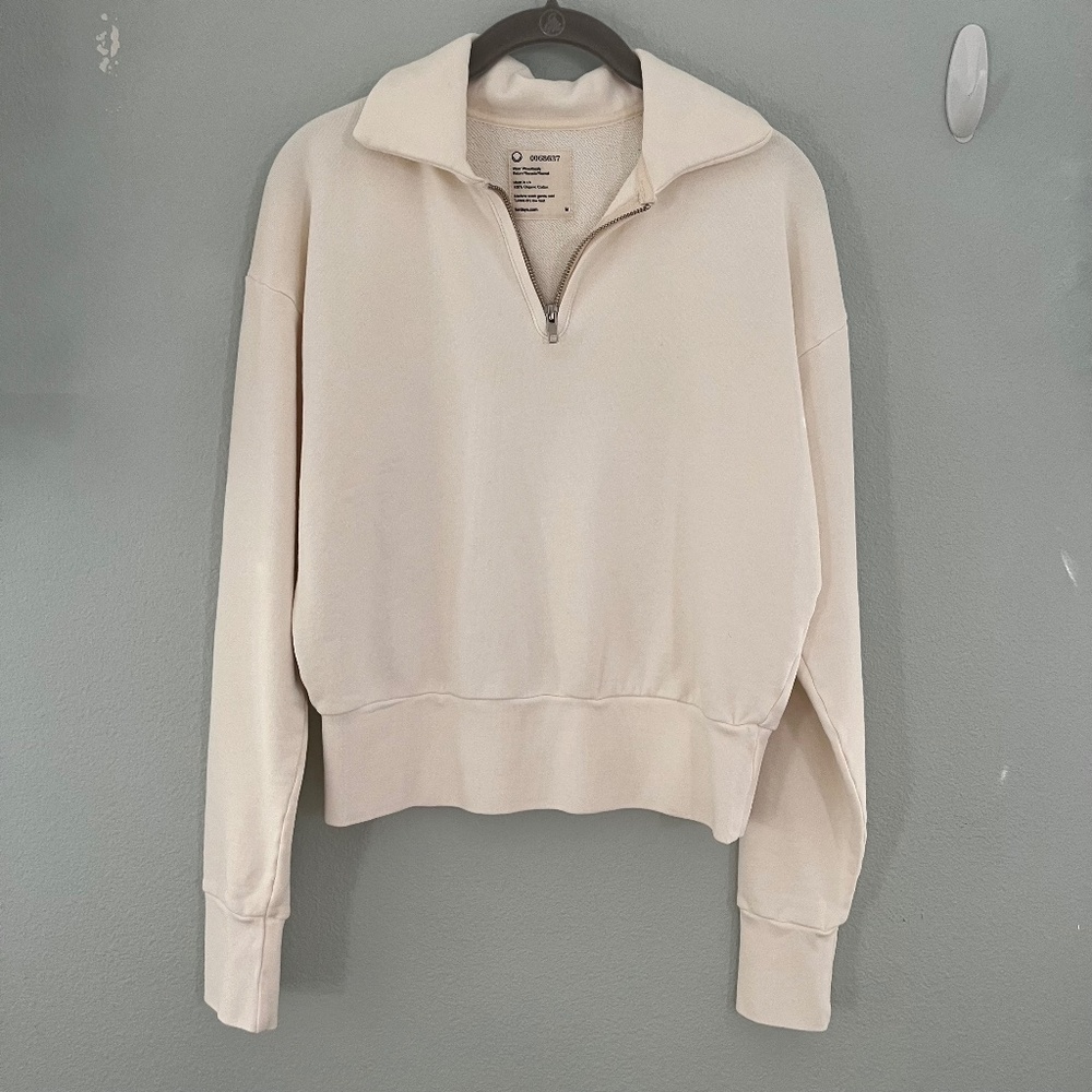 For Days Cream Collared Pull Over Jacket with Zipper
